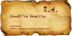 Kovács Armilla névjegykártya